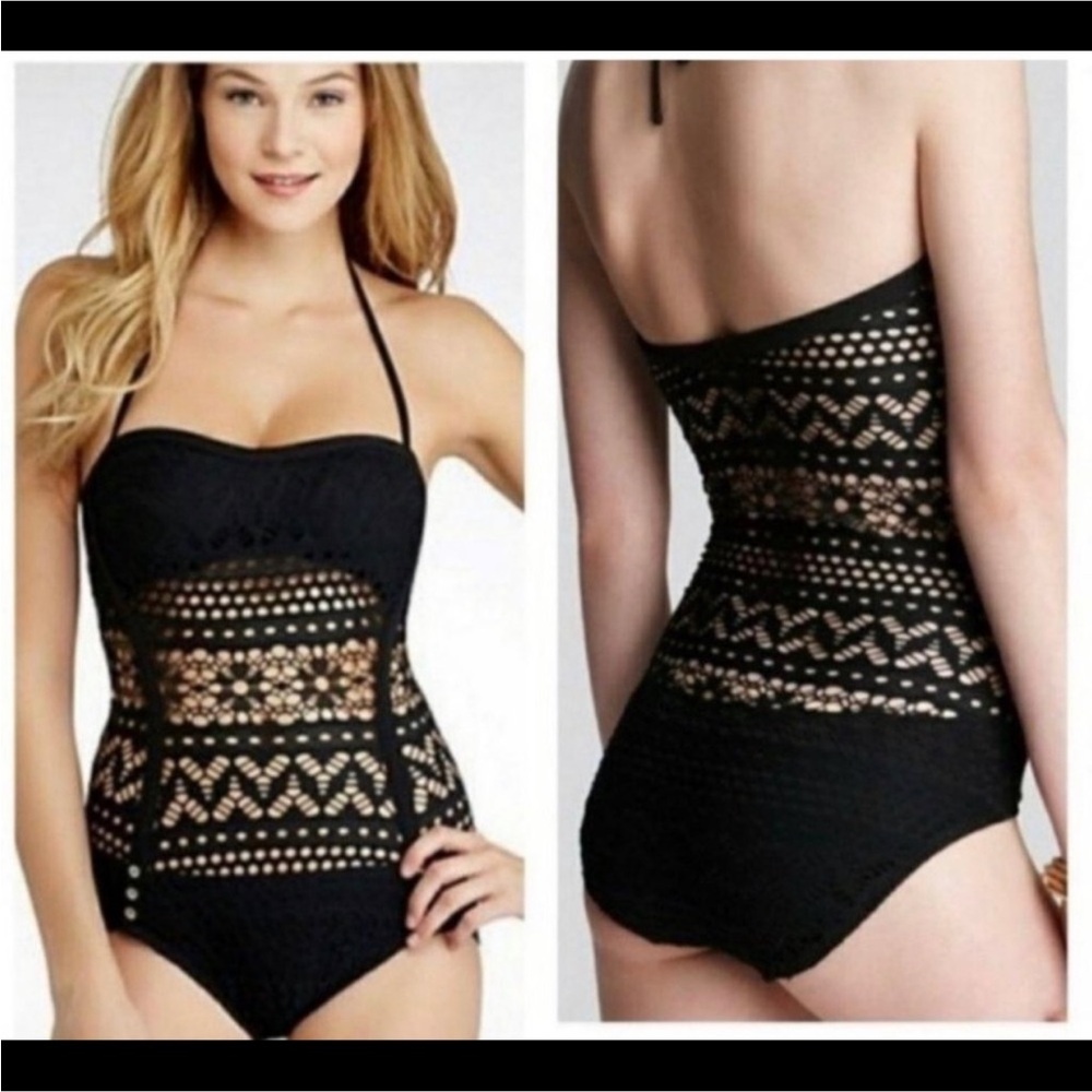 Robin Piccone Crochet Onepiece Swimsuit Sz 6 Beach Vacay Greece Sexy
